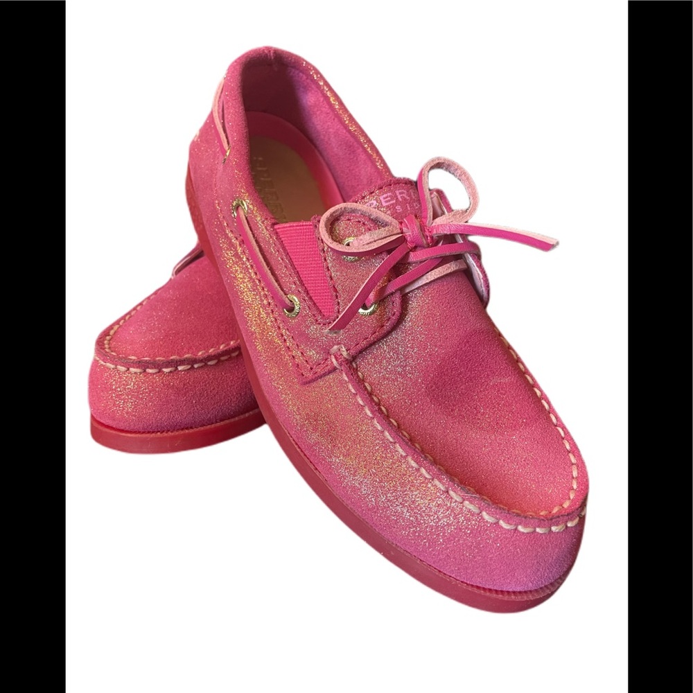 Sperry pink sparkly boat shoe size 5